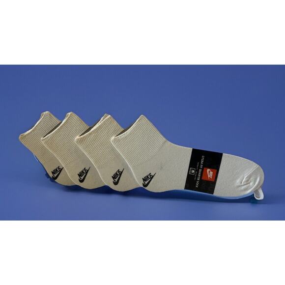 4 VTG Nike Lycra Fit Quarter Socks Shoe Size 4-11 White Athletic Sport Deadstock - Picture 1 of 3